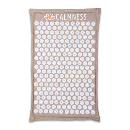 Beige linen Calmness Eco Acupressure Mat, front view - Calmness for a comfortable massage experience