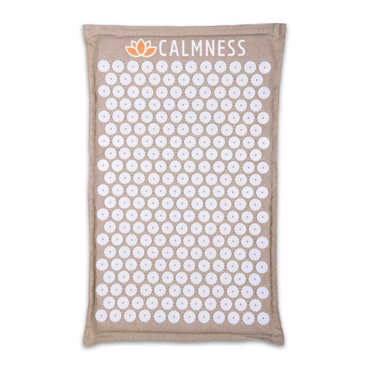 Beige linen Calmness Eco Acupressure Mat, front view - Calmness for a comfortable massage experience