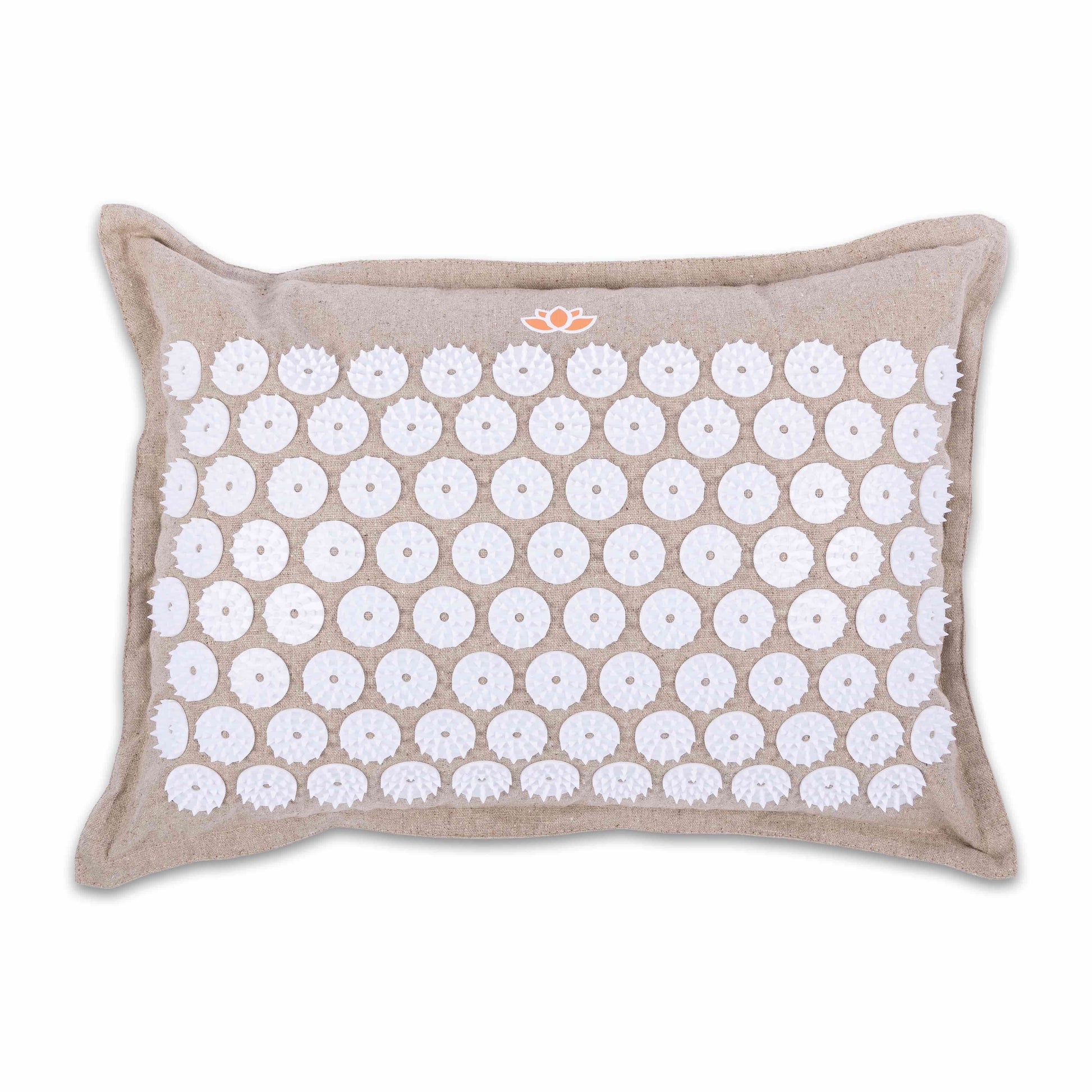 Beige linen Calmness Eco Acupressure Pillow, front view - Calmness for comfort and pain relief